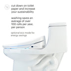 Brondell Bidet Toilet Seat S1400, Smart Toilet Seat, Dual Stainless-Steel, Self-Cleaning Nozzle With Clean Plus Technology, Endless Warm Water Bidet, Warm Air Dryer-Nightlight, Heated Seat, Elongated