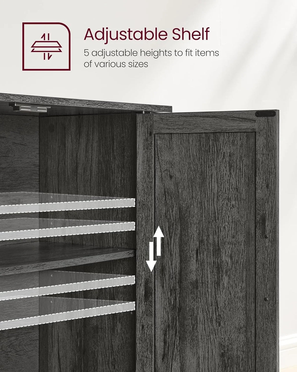 Buffet Cabinet Sideboard Storage Cabinet with Adjustable Shelves for Living Room Rustic Walnut