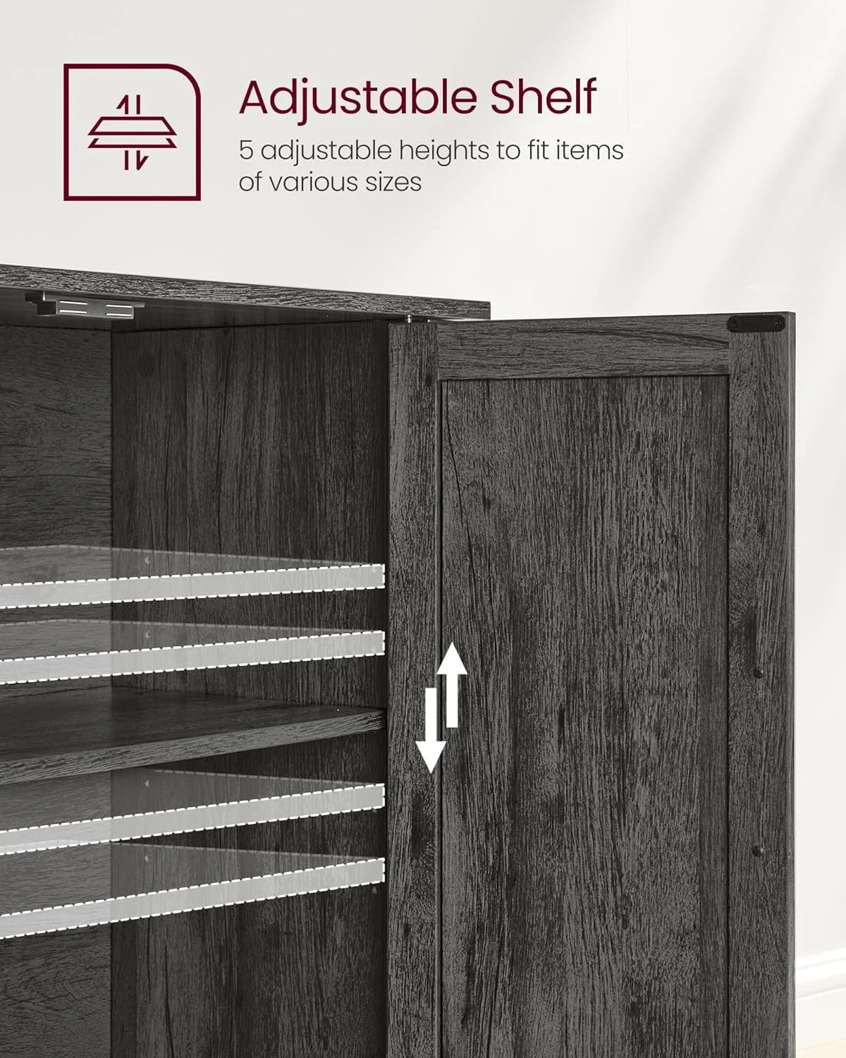 Buffet Cabinet Sideboard Storage Cabinet with Adjustable Shelves for Living Room Rustic Walnut