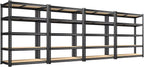 Storage Shelves 5 Tier Garage Shelving Heavy Duty Adjustable Garage Shelves, Utility Rack Shelf, Shelving Units for Storage Warehouse Pantry Closet, 35.5" W x 11.9" D x 72" H, 4 Pack