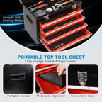 Rolling Tool Box, 5 Drawer Tool Chest with Wheels, Tool Box Organizer with Detachable Top, Lockable Drawers & Sliding Storage for Garage & Workshop