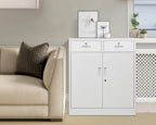 BESFUR Metal Garage Storage Cabinet with 2 Doors and 2 Drawers, Locking Stoage Cabinet for Garage, Classroom and Office - White