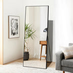 64x21 Full Length Floor Mirror, Large Full Body Aluminum Alloy Frame Standing Mirror with Stand and Wall Mount Option