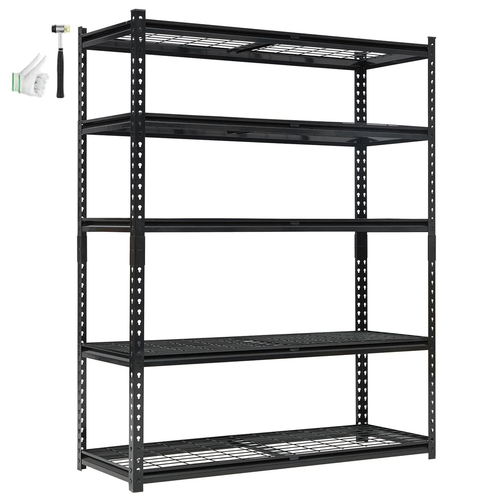 60" W Garage Shelving Units Heavy Duty,5-Tier Adjustable Storage Shelves 2500 LBS Metal Storage Utility Racks 24" D x 72" H