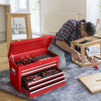IVV 4-Drawer Rolling Tool Chest w/Lock & Key, Tool Storage Cabinet with Universal Wheels, Anti-Scratch Liners, Tool Organizer Box for Garage, Warehouse & Repair Shop, Red