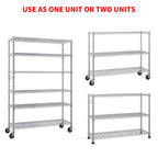 Xilee Wire Shelving Unit with Wheels Steel 6 Tier Heavy Duty Layer Rack Storage Metal Shelf Garage Organizer Wire Rack Shelving Adjustable