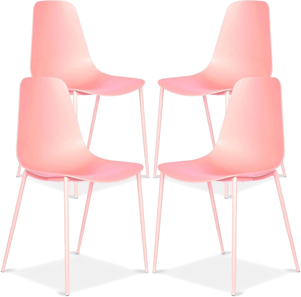 Isla Modern Kitchen Chairs Set of 4, Plastic Dining Chair with Metal Legs, Quick Assembly Simple Cafe Chairs Plastic for Indoor or Outdoor, Ocean Teal