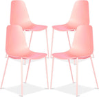 Isla Modern Kitchen Chairs Set of 4, Plastic Dining Chair with Metal Legs, Quick Assembly Simple Cafe Chairs Plastic for Indoor or Outdoor, Ocean Teal