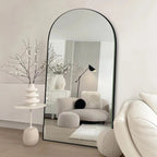 Arched Full Length Wood Floor Mirror, Full Body Standing and Wall Mounted Mirror for Bedroom, Living Room and Home Decor