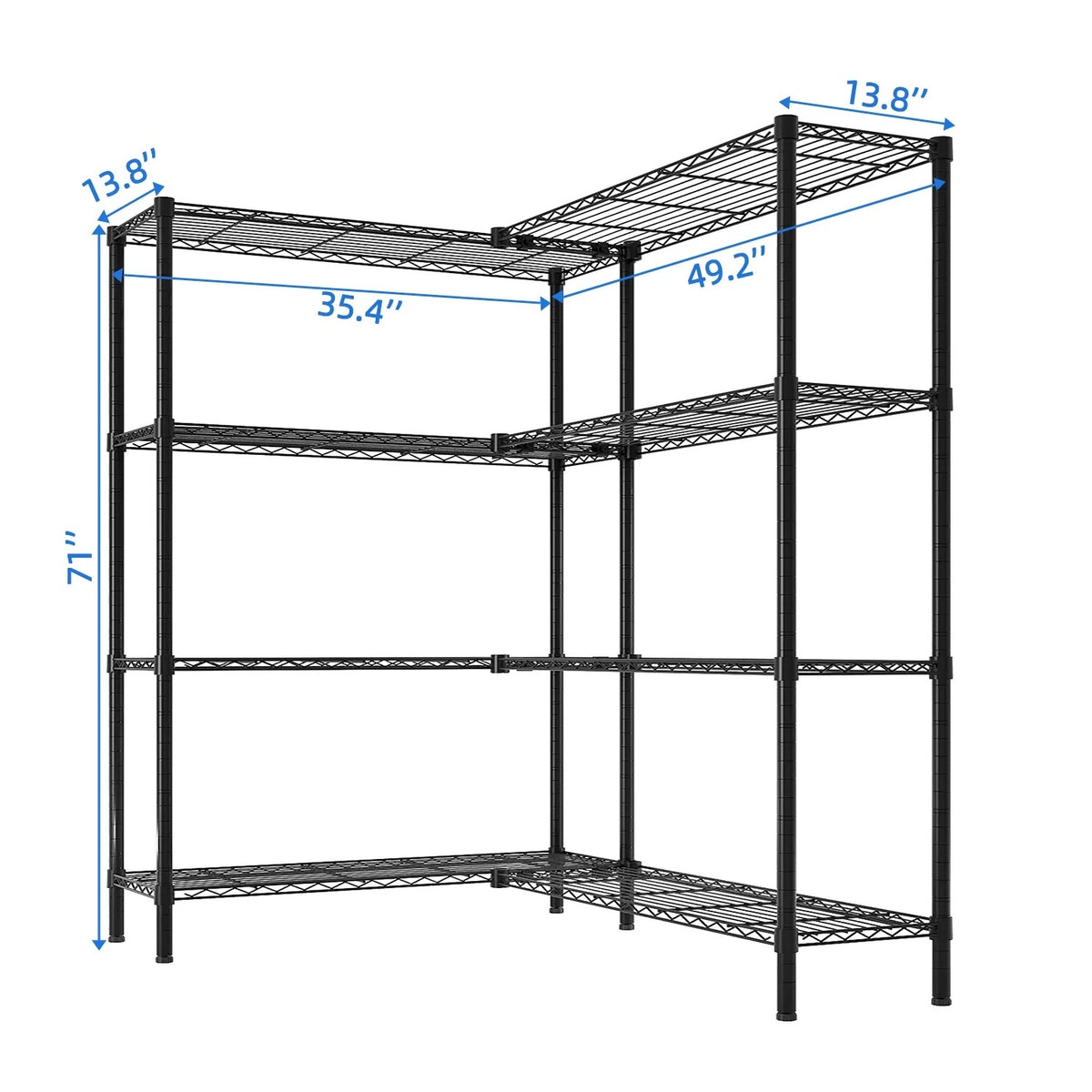 Zimtown Heavy Duty Storage Shelves, 63"W Wire Shelving Unit, Adjustable 4 Tier Metal Shelves Organizer Silver for Pantry Kitchen Basement, 1500 lbs Capacity