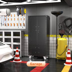 GangMei 71 Inches Tall Metal Garage Storage Cabinets with 5 Adjustable Shelves & Pegboards, Lockable Steel Black Storage Cabinet with Doors for Office, Home, School, Shops, Garage, Assembly required