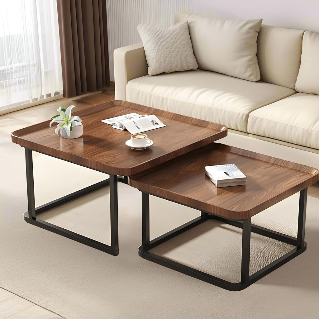 Nesting Coffee Table Set of 2, 23.6"+19.7" Nesting Tables