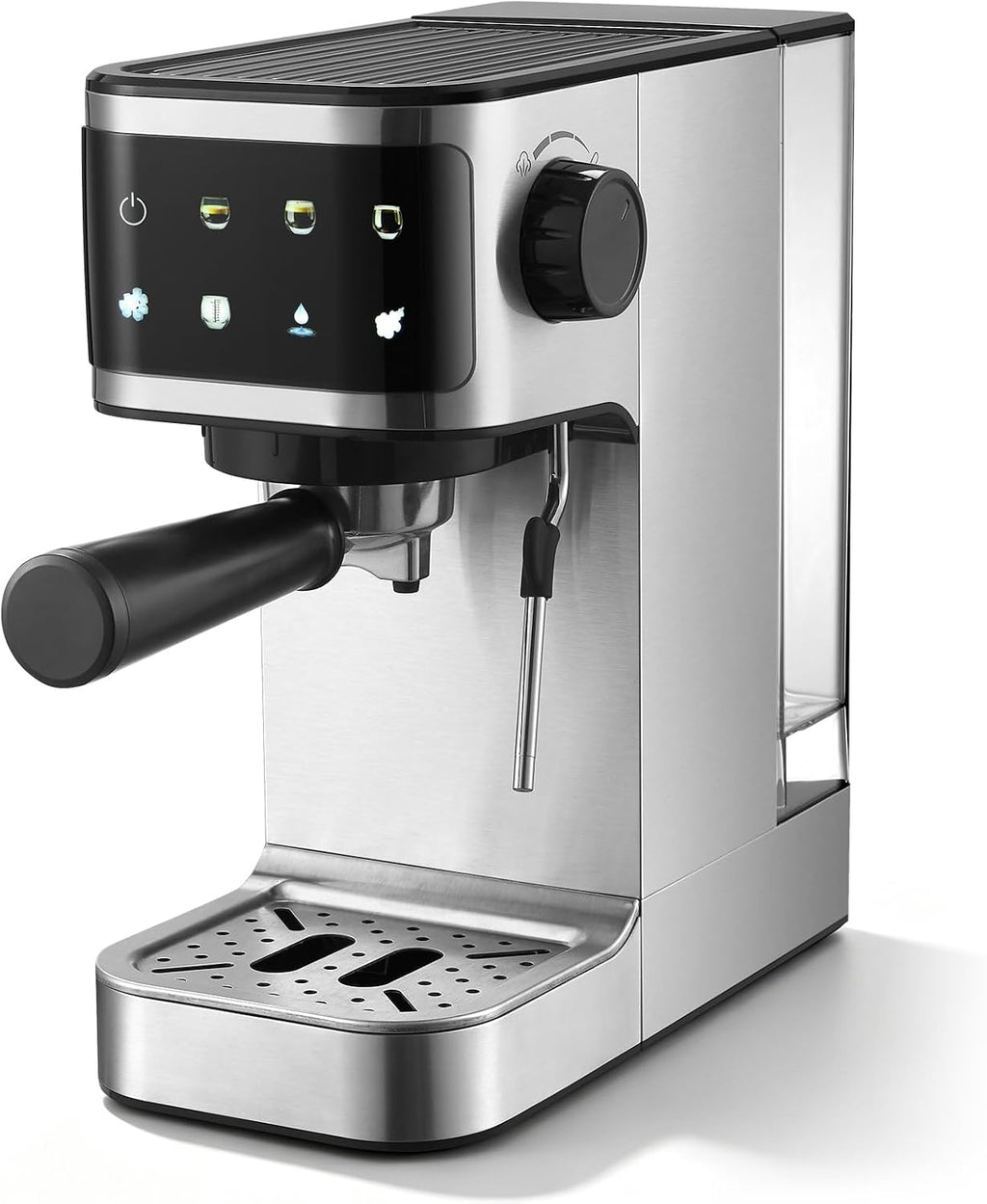Espresso Machine 20 Bar, 1350W Instant Heating Coffee Maker with Stainless Steel Steam Wand & Touch Color Display, 6-in-1, 1.3L Removable Tank, Compact Stainless Steel