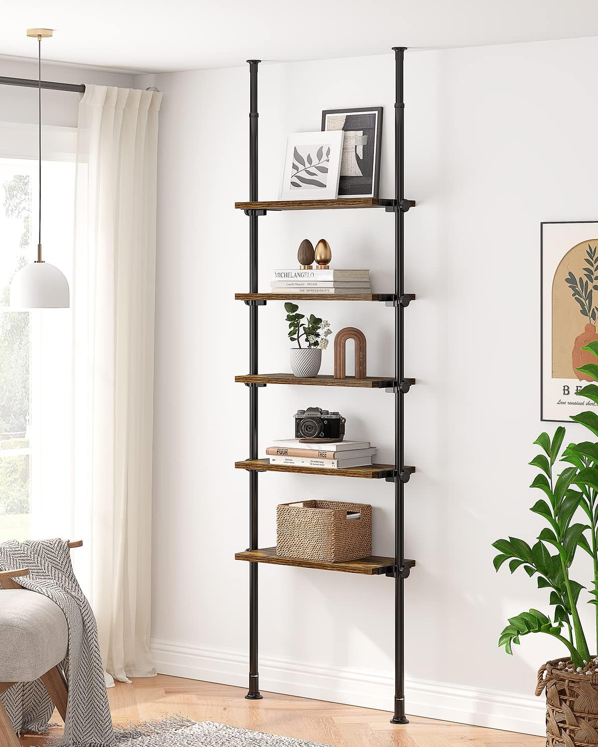 Floor to Ceiling Bookshelves, Tall Narrow Bookshelf for Small Space