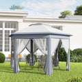 Outsunny 13' x 13' Pop Up Gazebo Hexagonal Canopy with 6 Zippered Mesh Netting, 2-Tier Roof Event Tent with Steel Frame for Patio Backyard, Gray