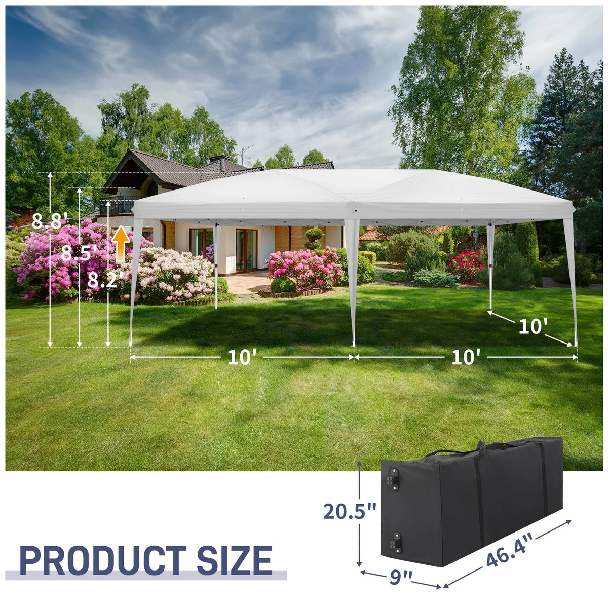 UBesGoo Ez Pop Up Patio Canopy Tent Gazebo Outdoor Party with 6 Sidewalls 10 x 20 ft Blue