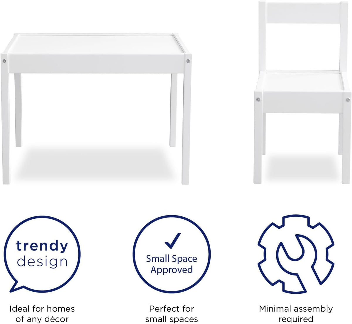 Hunter 3 Piece Kiddy Table and Chair Set, White