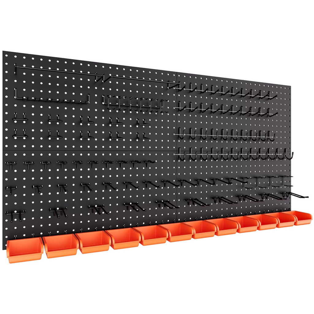 INCLY 48x24 Inch Metal Peg Board Kit with 1/4" Pegboard Hooks Accessories, 160PCS Black Pegboard Wall Organizer Pegboard Panels Tool Organizer Storage System for Garage Workbench Shed
