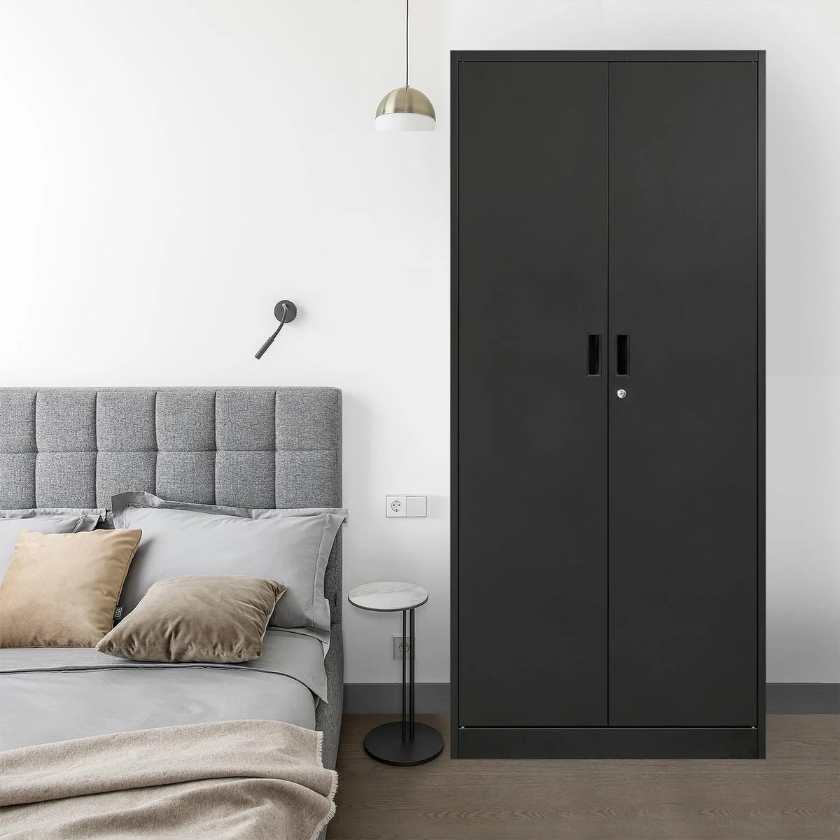 Metal Storage Cabinet, Garage Metal Cabinet with Doors, Adjustable Shelf Height & Steel Lockable Storage Cabinet, Tool Cabinets for Office, Home, Gym, School and Kitchens