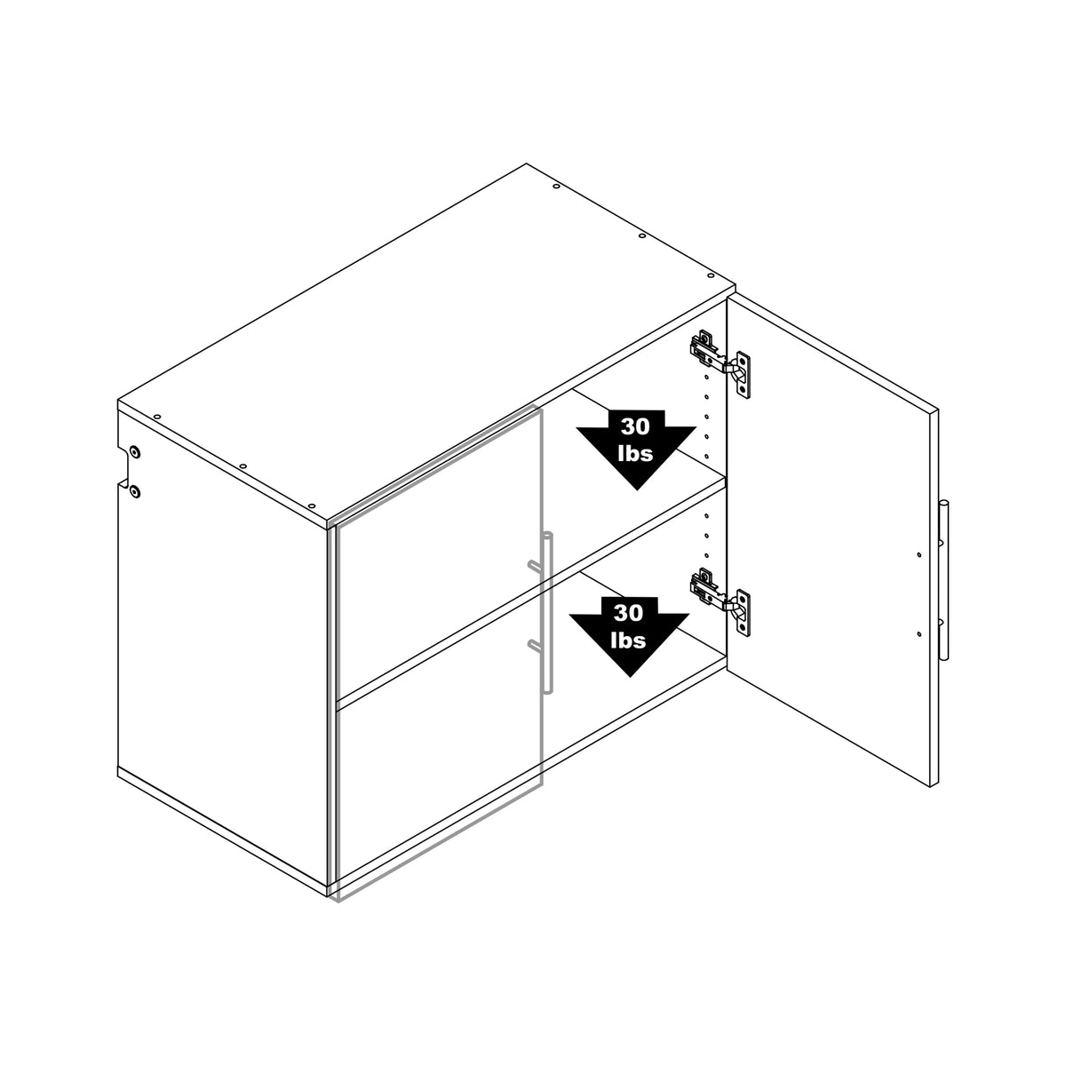 Prepac HangUps 30" Upper Wooden Garage Storage Cabinet in Black