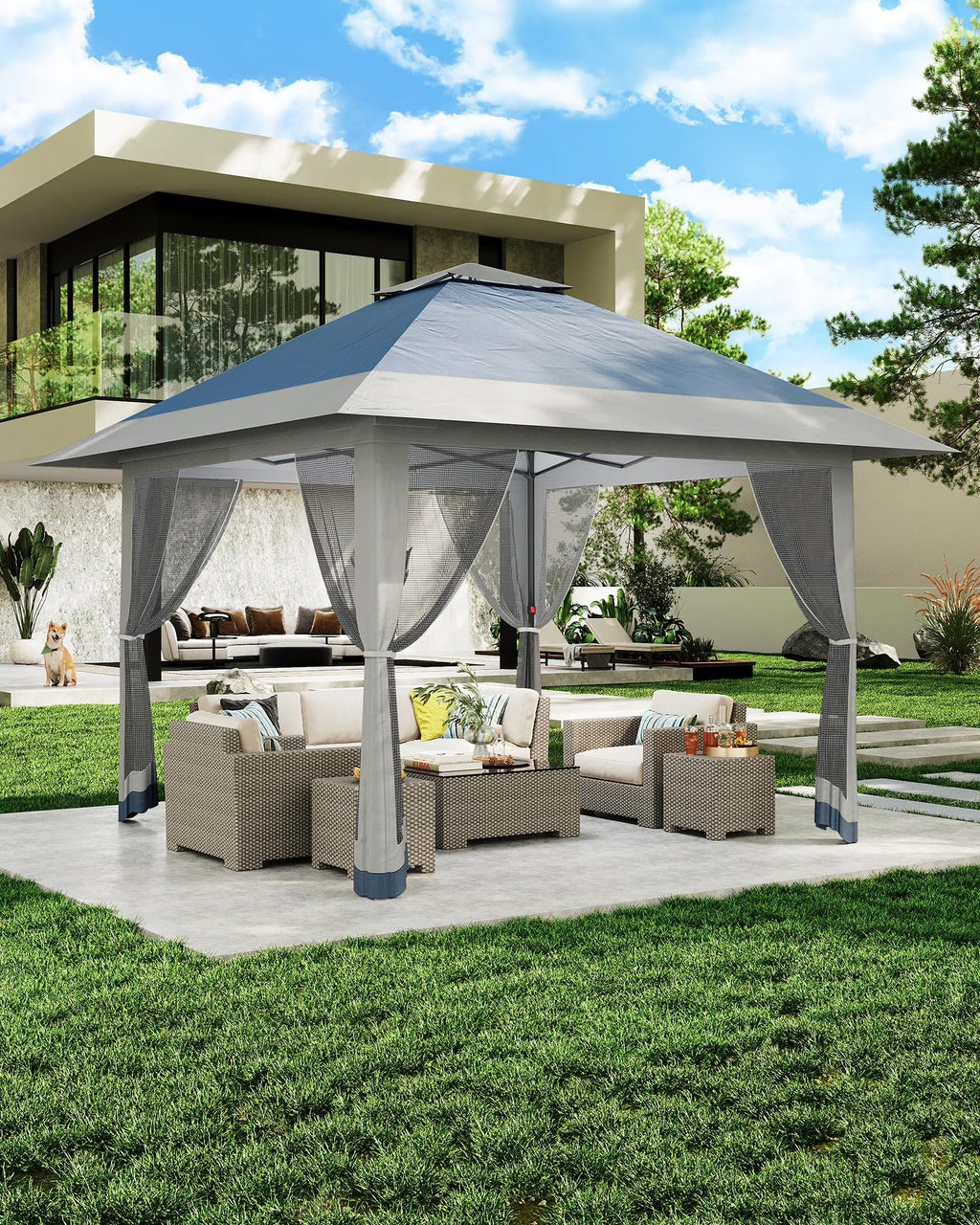 Accreate 13' X 13' Outdoor Patio Gazebo,Outdoor Canopy Tent with Mosquito Netting,Backyard Tent for Party, Wedding, Outdoor Dining, Patio, Backyard