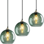 Amber Pendant Lights Kitchen Island 3 Pack, 5.9 in Seeded Glass Globe