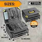 K Tool 10330 326-Piece Drill Bit/Accessory Set, Portable, Versatile Use