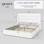 Queen Size Lift Up Storage Bed with Wingback Headboard, Upholstered Platform Bed Frame with Hidden Storage