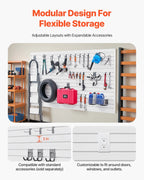 VEVOR Slat Wall Paneling, 8 x 4 ft, PVC Garage Slatwall with Accessories, White Slat Wall Easy-to-Install Adjustable Slatwall Panel with Coupling Structure & DIY Cutting, Fits for Storage & Display