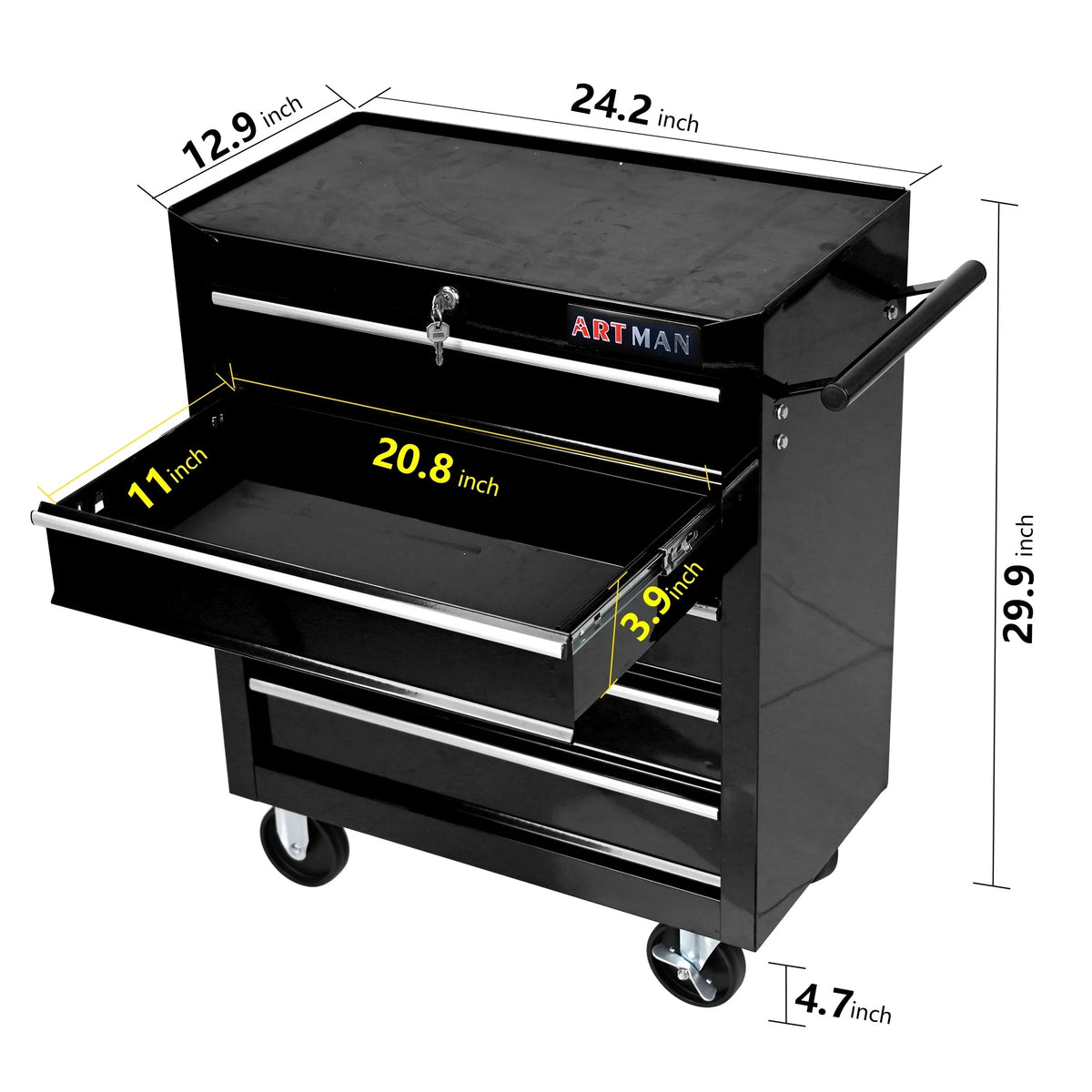 Lisonu 5-Drawer Rolling Tool Chest, Mobile Tool Storage Cabinet with Locking System & Wheels, Heavy-Duty Steel Organizer for Garage and Workshop, Green
