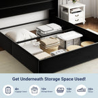 Queen Size Lift Up Storage Bed with Wingback Headboard, Upholstered Platform Bed Frame with Hidden Storage