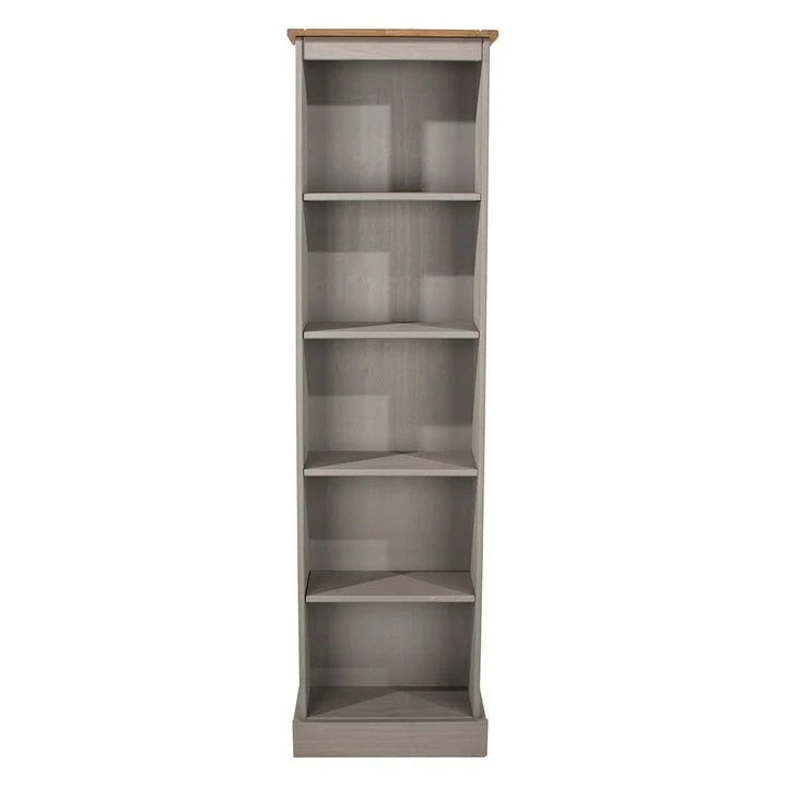 Tall Narrow Wood Bookcase, Slim Freestanding Bookshelf for Small Spaces, Home Office and Living Room