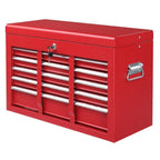 IVV 4-Drawer Rolling Tool Chest w/Lock & Key, Tool Storage Cabinet with Universal Wheels, Anti-Scratch Liners, Tool Organizer Box for Garage, Warehouse & Repair Shop, Red