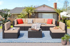 5-Piece All-Weather Patio Furniture Set with Ottoman, Outdoor Wicker Conversation Sofa Set with Cushions for Garden, Deck & Backyard