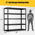 Alvantor 5-Tier Heavy Duty Storage Shelves Unit, 3000LBS Capacity Metal Shelving Rack,Black