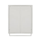 Tcbosik Modern Metal Wall Storage Cabinet with 2 Glass Door and Detachable Shelf, Open Shelf, and Towel Bar, Vintage Cabinet for Kitchen Dining, Bathroom, Living Room, White