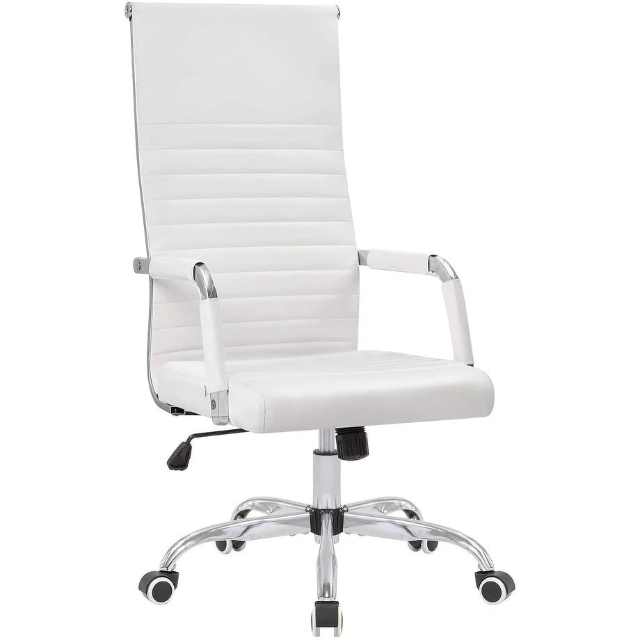 Ribbed High Back Office Chair, Ergonomic Conference Desk Chair for Home Office, Meeting Room and Workspace