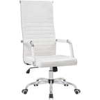 Ribbed High Back Office Chair, Ergonomic Conference Desk Chair for Home Office, Meeting Room and Workspace