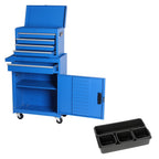 5-Drawer Rolling Tool Chest, 2 in 1 Detachable Tool Box with Lockable Wheels, Adjustable Shelf, and Liner for Garage and Workshop Storage (Yellow)