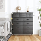 12 Drawer Fabric Dresser, Tall Bedroom Chest of Drawers with Storage