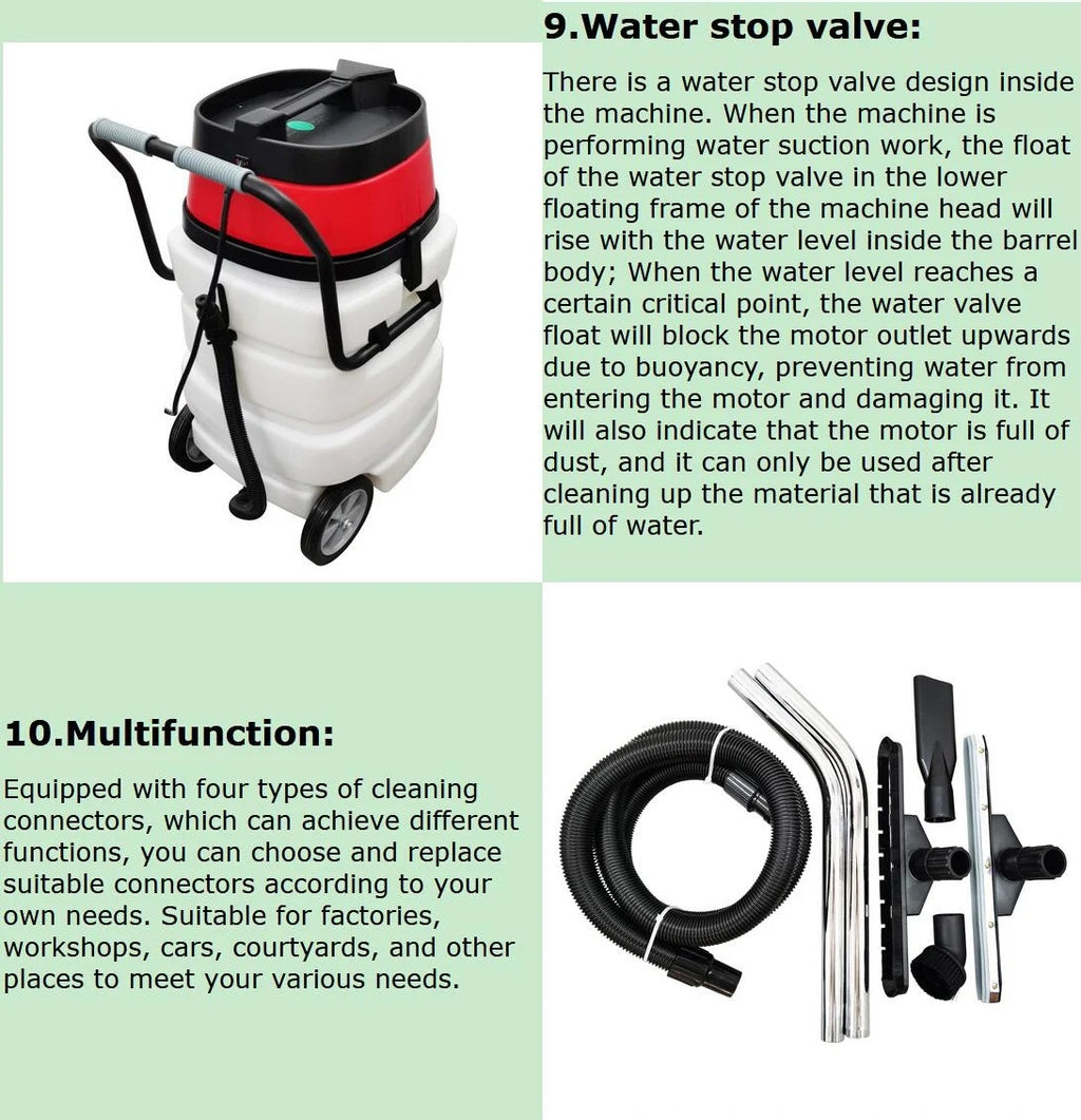 Techtongda 24 Gallon Industrial Wet and Dry Vacuum Cleaner Commercial Water Suction Machine 2-motors