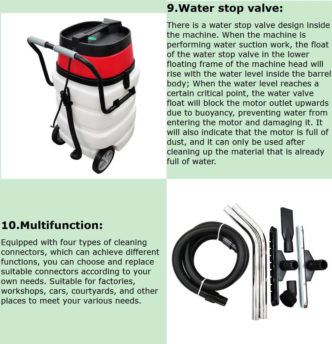 Techtongda 24 Gallon Industrial Wet and Dry Vacuum Cleaner Commercial Water Suction Machine 2-motors