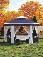 13x13 Gazebo Outdoor Canopy Shelter,Instant Patio Gazebo Sun Shade Canopy Tent with 6 Zippered Mesh Netting and Strong Steel Frame for Lawn,Garden,Backyard,Deck Party