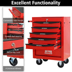 NIGSQJB 30.5"H Rolling Tool Chest Cart with 6 Drawers, 7 Small Tool Boxes Organizers, Lockable Tool Cabinet Storage with Wheels for Garage, Warehouse,Workshop, Repair Shop, DIY, Red