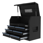 HART 36-Inch 5-Drawer Rolling Tool Cabinet with Wood Top, Locking Steel Garage Storage, Black