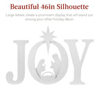 Best Choice Products 46in Outdoor JOY Christmas Nativity Decoration w/ Weather Resistant PVC, Ground Stakes - Red/White