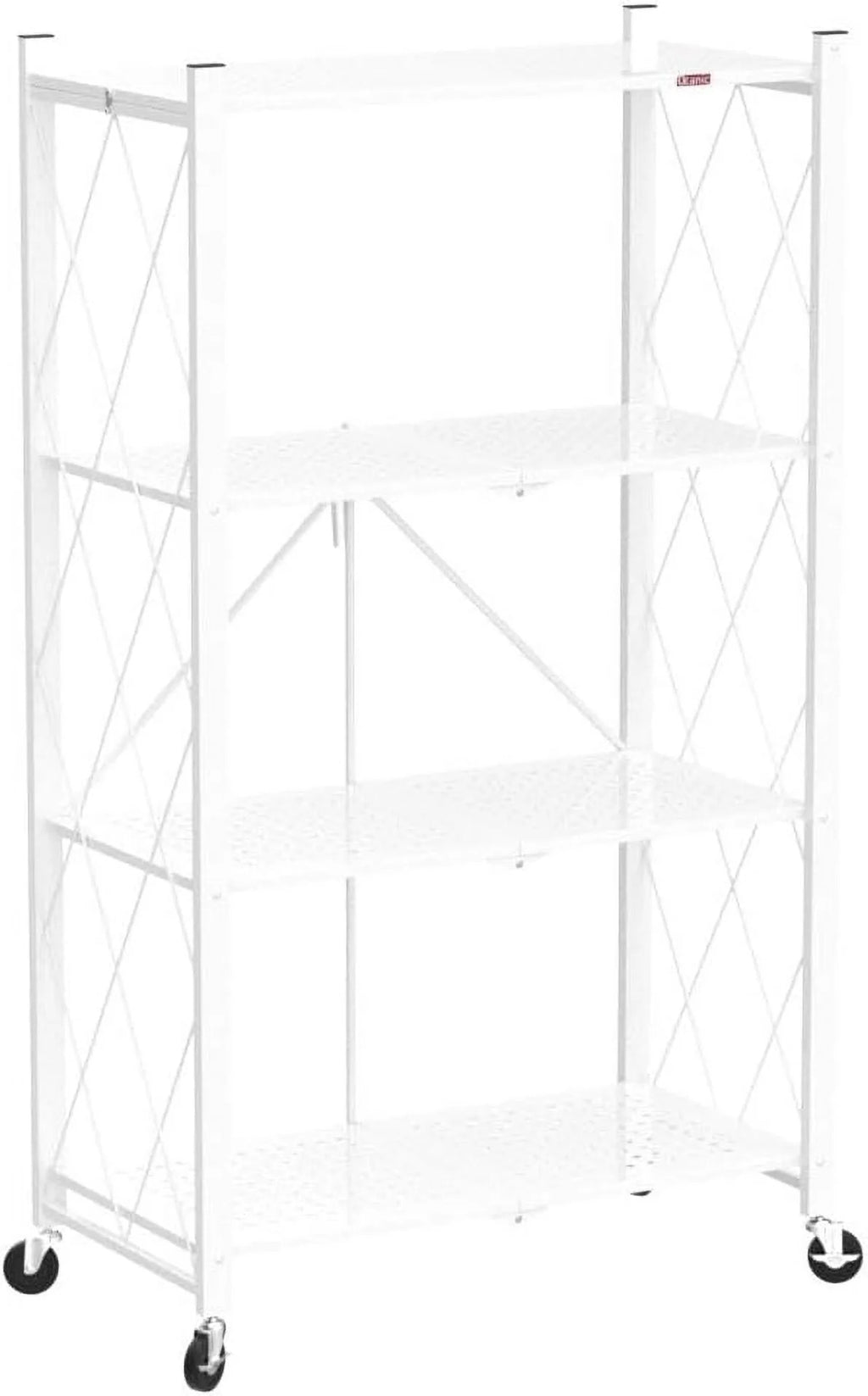 4 Tier Foldable Storage Shelves with Wheels, Large Capacity Shelving Unit, Freestanding Metal Wire Shelf Rack, No Assembly Organizer Rack for Garage Kitchen, Basement, Pantry(Black)