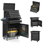 MUCHANT 5-Drawer Rolling Tool Chest, 2-in-1 Tool Box& Cabinet with Wheels, Drawers and Removable Top Tool Box for Garage, Warehouse, Workshop, Repair Shop, Black