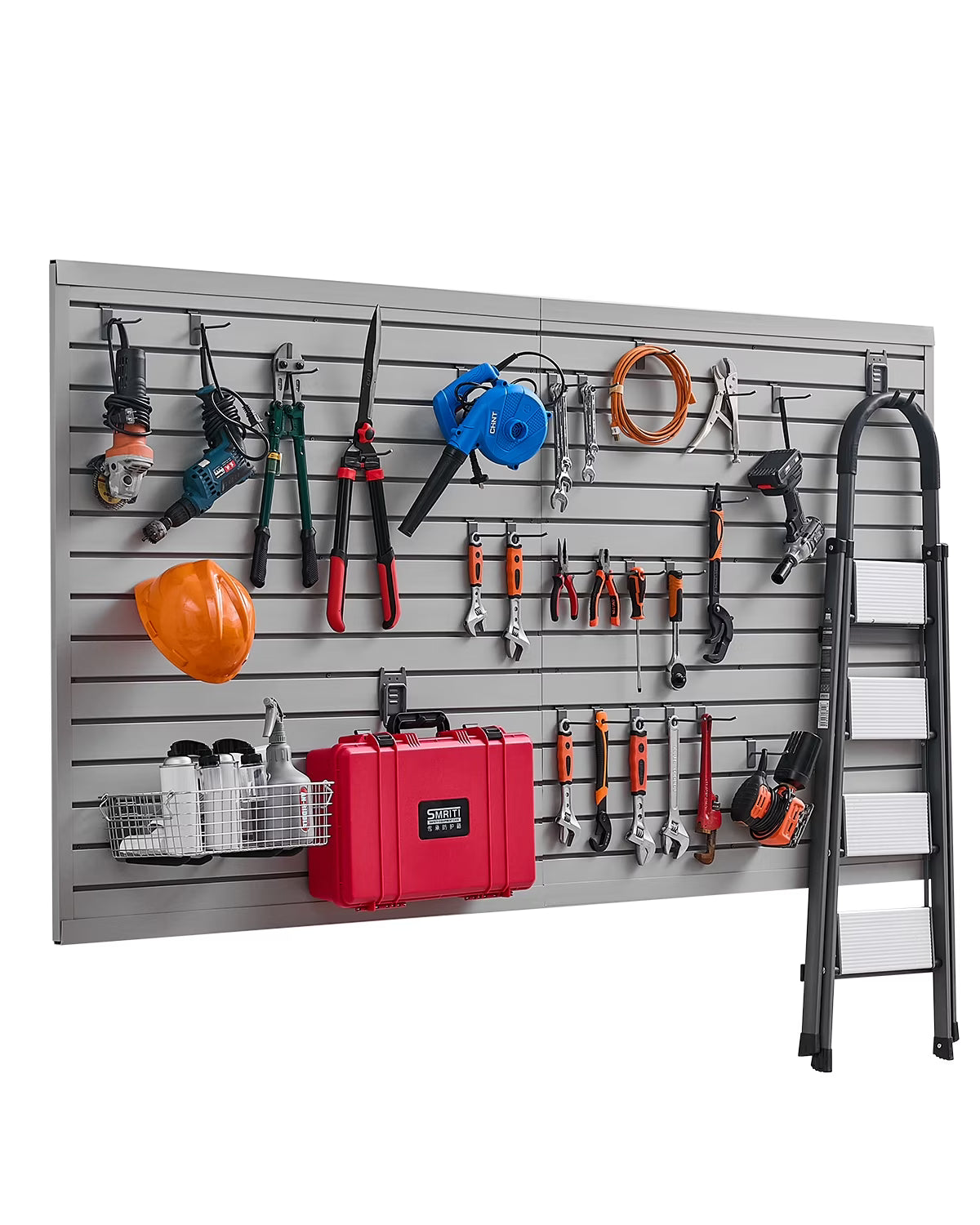 VEVOR Slat Wall Paneling,8 x 4 ft, PVC Garage Slatwall with Modular Design,Grey Slat Wall Easy-to-Install Adjustable Slatwall Panel with Coupling Structure & DIY Cutting,Fits for Storage & Display
