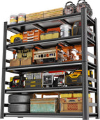 Garage Shelving 3500LBS Storage Shelves 5-Tier Adjustable Metal Shelving Units Garage Storage Shelves Heavy Duty for Industrial, Warehouse, Basement, Commercial, Black